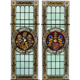 Paire de vitraux aux emblèmes de la Bourgogne et de la Flandre époque 19ème siècle VENDU
