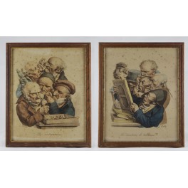 Deux gravures 'Les antiquaires' et 'Les amateurs de tableaux' Louis Boilly (1761-1845) VENDU