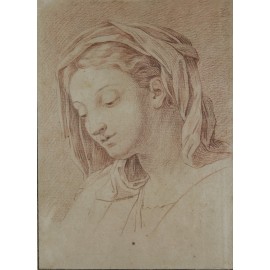 Dessin à la sanguine d'après 'La Grande Sainte Famille de François 1er' de Raphaël époque fin 17ème, début 18ème siècle