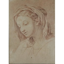 Dessin à la sanguine d'après 'La Grande Sainte Famille de François 1er' de Raphaël époque fin 17ème, début 18ème siècle