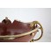 Coupe chantournée en tôle laquée rouge et monture tripode en bronze doré époque 19ème siècle