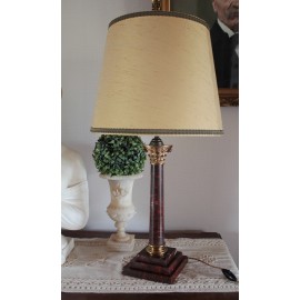 Lampe en marbre griotte et laiton doré colonne corinthienne VENDU