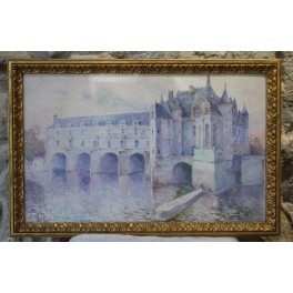 Tableau aquarelle château de Chenonceau par Marius Robert 1912