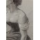 Dessin au fusain et craie blanche 'Femme assise à l'éventail' Victor-René Livache (1872-1944)