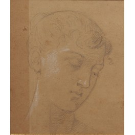 Dessin à la mine de plomb 'Étude du portrait de la femme à l'aumonière' Victor René Livache (1872-1944) VENDU