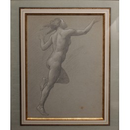 Dessin à la mine de plomb 'Nue en mouvement' Victor René Livache (1872-1944)