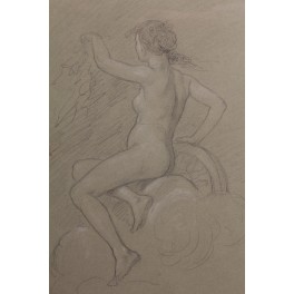 Dessin 'Déesse Fortune' Victor René Livache (1872-1944) VENDU