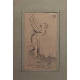 Dessin 'Allégorie de la vérité' signé Germain Ribot (1845-1893) avec dédicace pour son ami Dreyfus