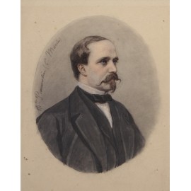 Dessin 'Portrait de Charles Morin' signée M. Parmentier vers 1870