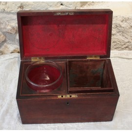 Coffret à thé anglais avec son mélangeur en verre 19ème siècle