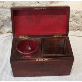 Coffret à thé anglais avec son mélangeur en verre 19ème siècle