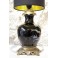 Vase monté en lampe fond noir et fleurs fin 19ème siècle