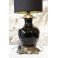 Vase monté en lampe fond noir et fleurs fin 19ème siècle