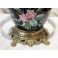 Vase monté en lampe fond noir et fleurs fin 19ème siècle