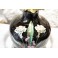 Vase monté en lampe fond noir et fleurs fin 19ème siècle