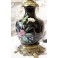Vase monté en lampe fond noir et fleurs fin 19ème siècle