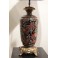 Lampe en faïence aux motifs de fleurs monture en bronze et laiton Fin 19ème siècle
