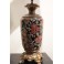Lampe en faïence aux motifs de fleurs monture en bronze et laiton Fin 19ème siècle