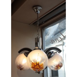 Lustre à 3 bras de lumière Gaetano Sciolari (1927-1994) Mazzega à Murano, Italie