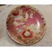 Assiette en faïence de Satsuma rose à décor de fleurs et d'oiseau fin 19ème siècle