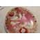 Assiette en faïence de Satsuma rose à décor de fleurs et d'oiseau fin 19ème siècle