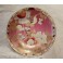 Assiette en faïence de Satsuma rose à décor de fleurs et d'oiseau fin 19ème siècle