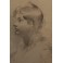 Dessin au fusain 'Portrait de femme de profil' signé Antonin Mercié (1845-1916)