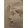 Dessin au fusain 'Portrait de femme de profil' signé Antonin Mercié (1845-1916)