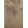 Dessin au fusain 'Portrait de femme de profil' signé Antonin Mercié (1845-1916)