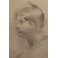 Dessin au fusain 'Portrait de femme de profil' signé Antonin Mercié (1845-1916)