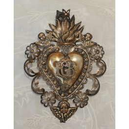 Ex-Voto en feuille d'argent filigrané fin 19ème, début 20ème siècle