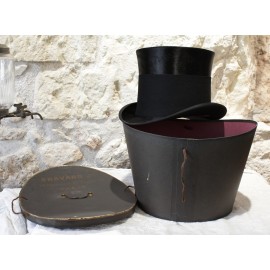Chapeau haut de forme et sa boîte d'origine, Bravard, fin 19ème siècle