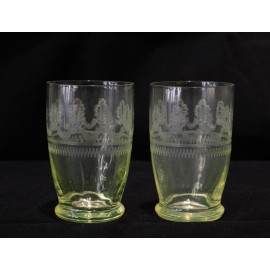 Deux verres gravés en Ouraline, vers 1900
