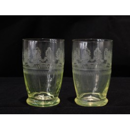 Deux verres gravés en Ouraline, vers 1900