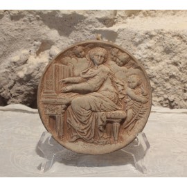Médaillon en terre cuite 'Sainte Cécile' fin 19ème siècle