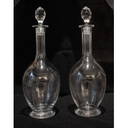 Paire de carafes en cristal taillé style Art déco vers 1930