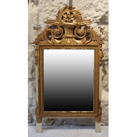 Miroir à fronton en bois doré style Louis XVI 19ème siècle