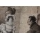 Dessin à l'encre et gouache 'La Visite' Édouard François Zier (1856-1924)