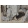 Dessin à l'encre et gouache 'La Visite' Édouard François Zier (1856-1924)