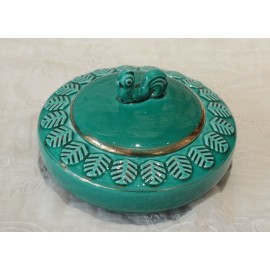 Boîte en faïence bleu-vert Verceram vers 1950-1960