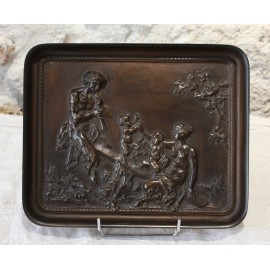 Grande plaque en bronze scène de satyres d'après Clodion, Thiébaut Frères 19ème siècle
