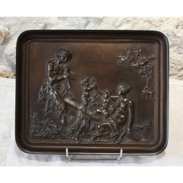 Grande plaque en bronze scène de satyres d'après Clodion, Thiébaut Frères 19ème siècle