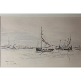 Aquarelle de marine "Petit Fort Philippe" signée de Louis Chervin (1905-1969)