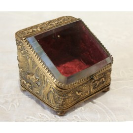 Porte-montre en verre et laiton au décor de scènes de chasse, Napoléon III, fin 19ème siècle