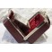 Sac miniature en cuir et miroir biseauté vers 1900