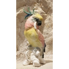Perroquet en porcelaine polychrome de Saxe, signé Karl Ens