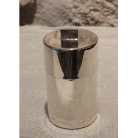 Boîte circulaire en métal argenté Art Déco, vers 1930