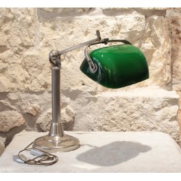 Lampe de banquier, ou de notaire, r&eacute;glable en m&eacute;tal chrom&eacute; vers 1930