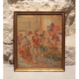 Tableau - Aquarelle 'Musiciens et danseurs' Gabriel Griffon (1866-1938)