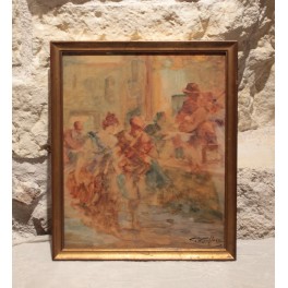 Tableau - Aquarelle 'Musiciens et danseurs' Gabriel Griffon (1866-1938)